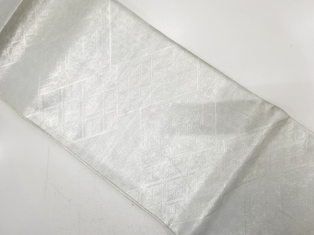 JAPANESE KIMONO / ANTIQUE FUKURO OBI / SILK / SAGA NISHIKI / REVERSIBLE / WOVEN RHOMBUS FLOWER